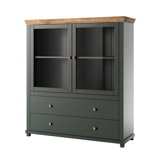 Kumode Evtar 126/138/42 cm zaļs/Lefkas ozols