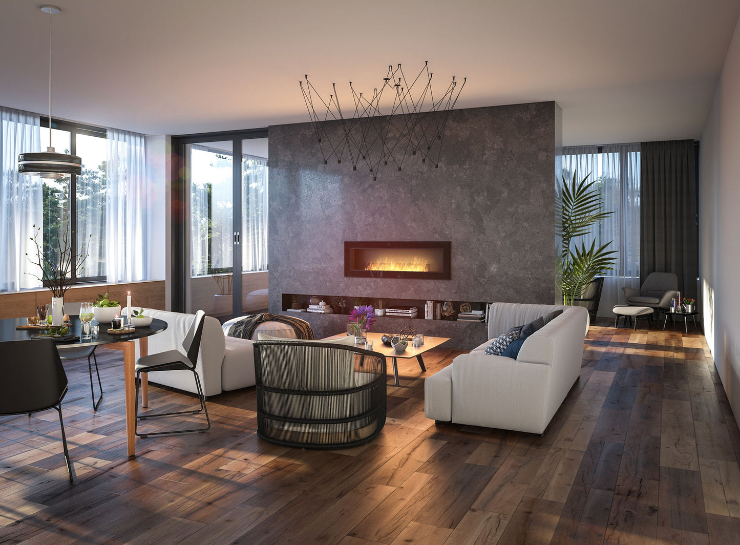 Biokamīns Frams 1500 150/49/20 cm melns - N1 Home