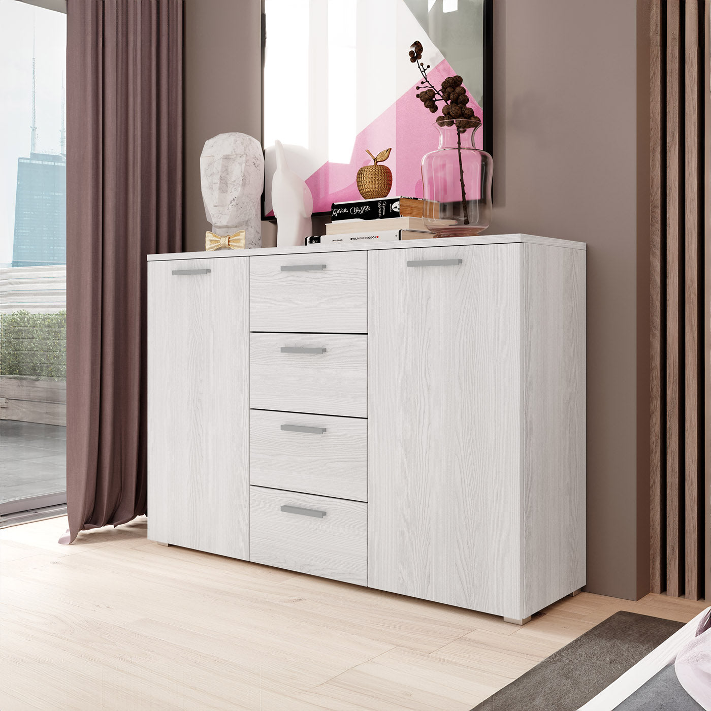 Kumode Galateja 132/93/38 cm abisko ash - N1 Home