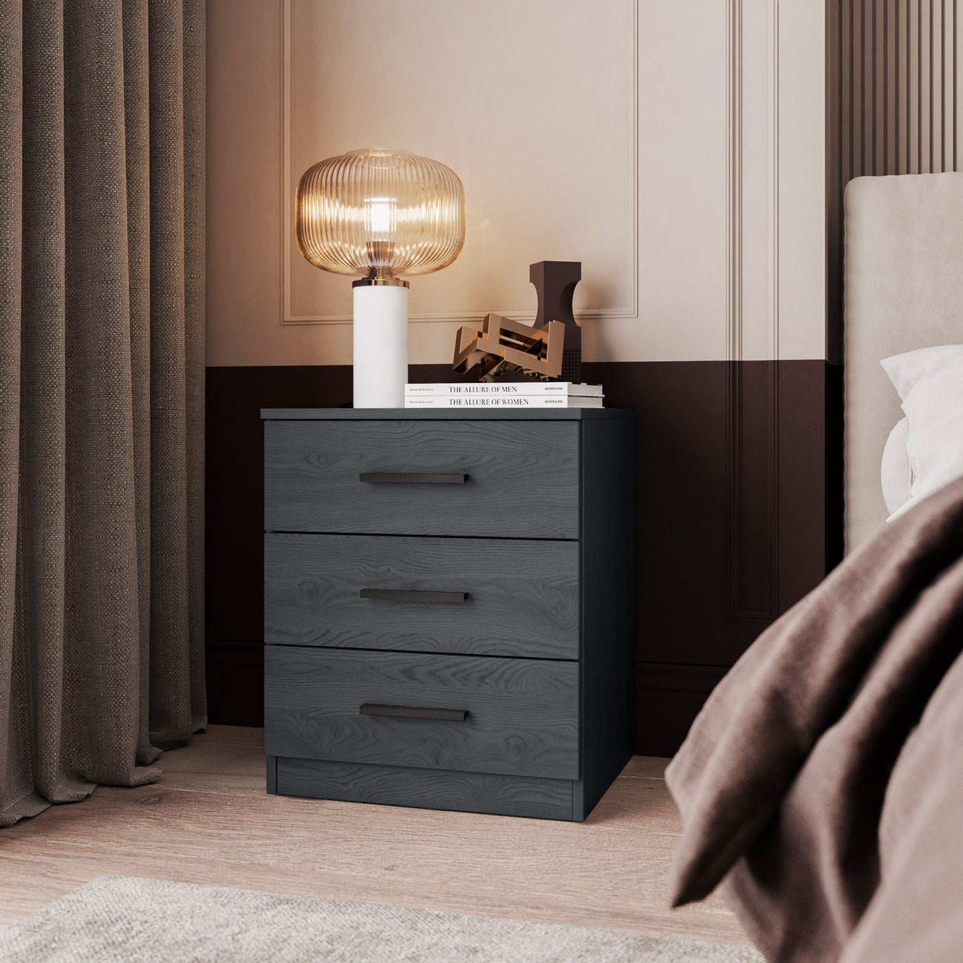 Naktsskapis Galateja 46/41/56 cm carbon ozols - N1 Home