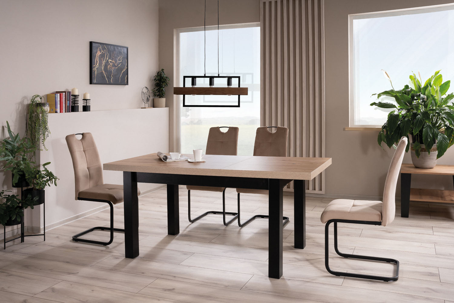 Galds PR melns 80x140-218 cm