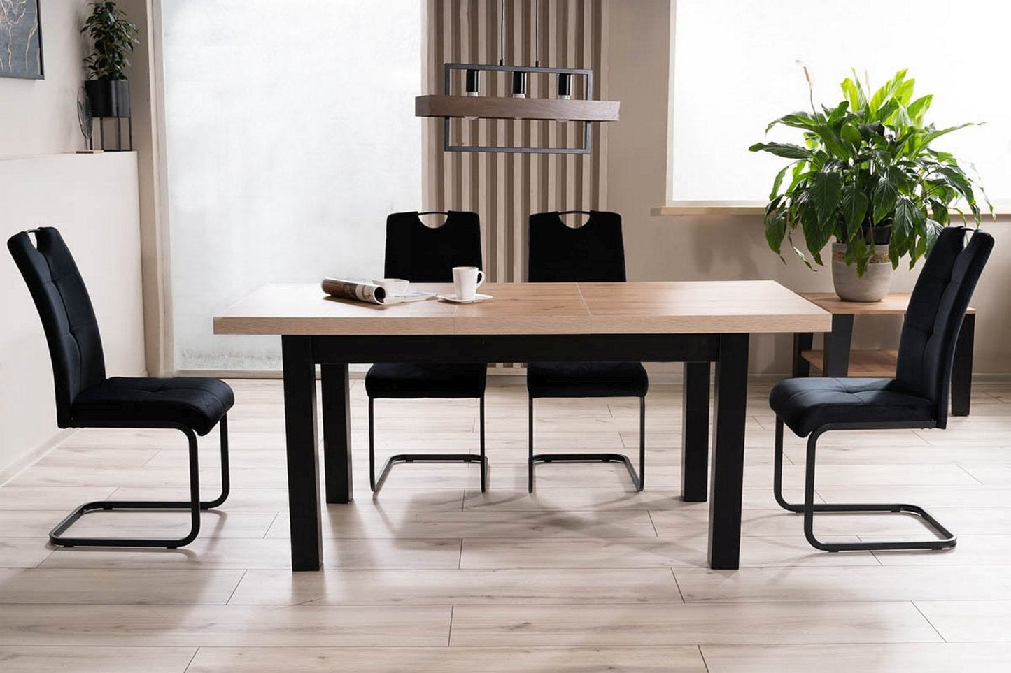 Galds PR melns 80x140-218 cm