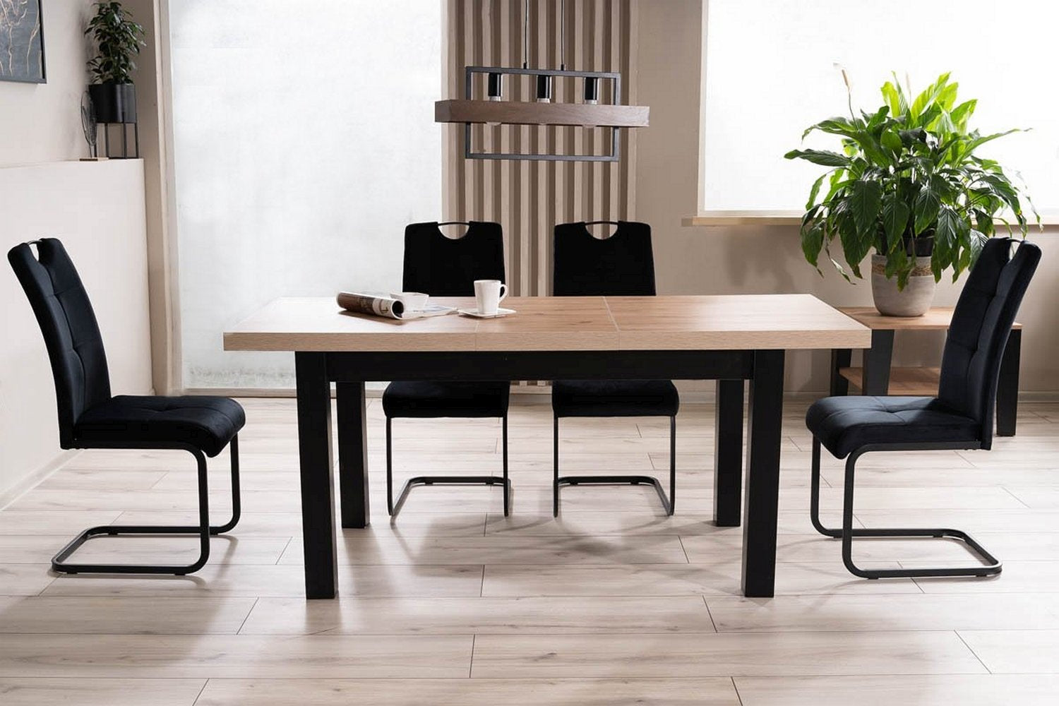 Galds PR melns 80x140-218 cm