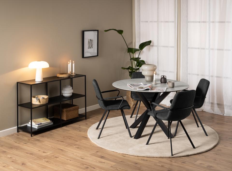 HEVE apaļš pusdienu galds pelēka Anista neapstrādāta keramika Ø119x75,5 cm