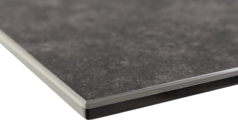 HEVE taisnstūrveida pusdienu galds melna Fairbanks neapstrādāta keramika, 168/210x90x76 cm