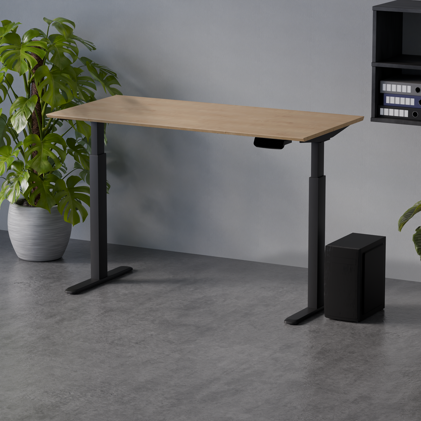 Biroja galds Conti Pro 60/140 cm melns/Hamilton ozols - N1 Home