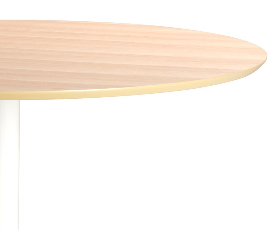 IBI apaļš pusdienu galds,ozola NC lakots finieris, trompetes pamatne Ø110x74 cm