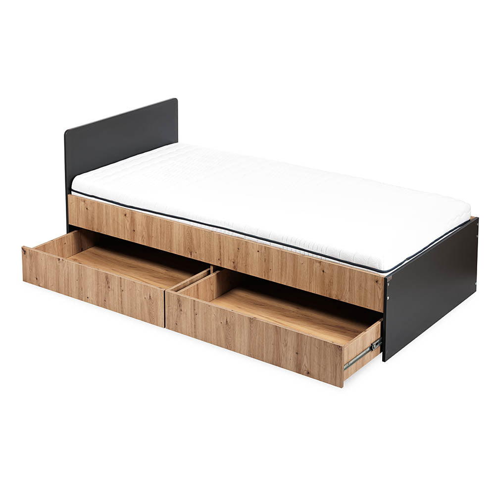 Jauniešu gulta DAMBO 204/76/94 cm antracīts-ozols - N1 Home