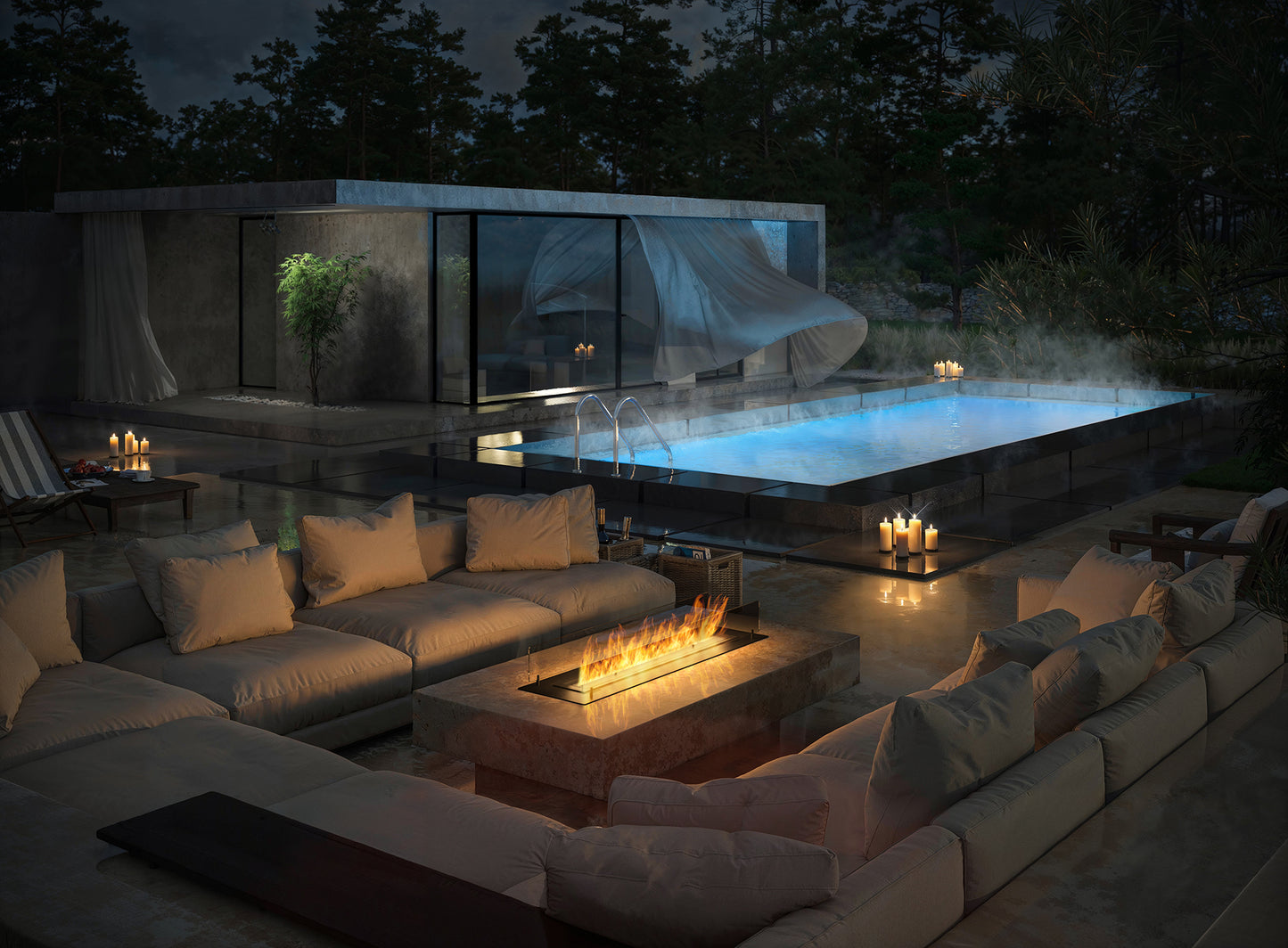 Biokamīns Inser 60/32/550; 100/32/50; 120/32/50 cm melns - N1 Home