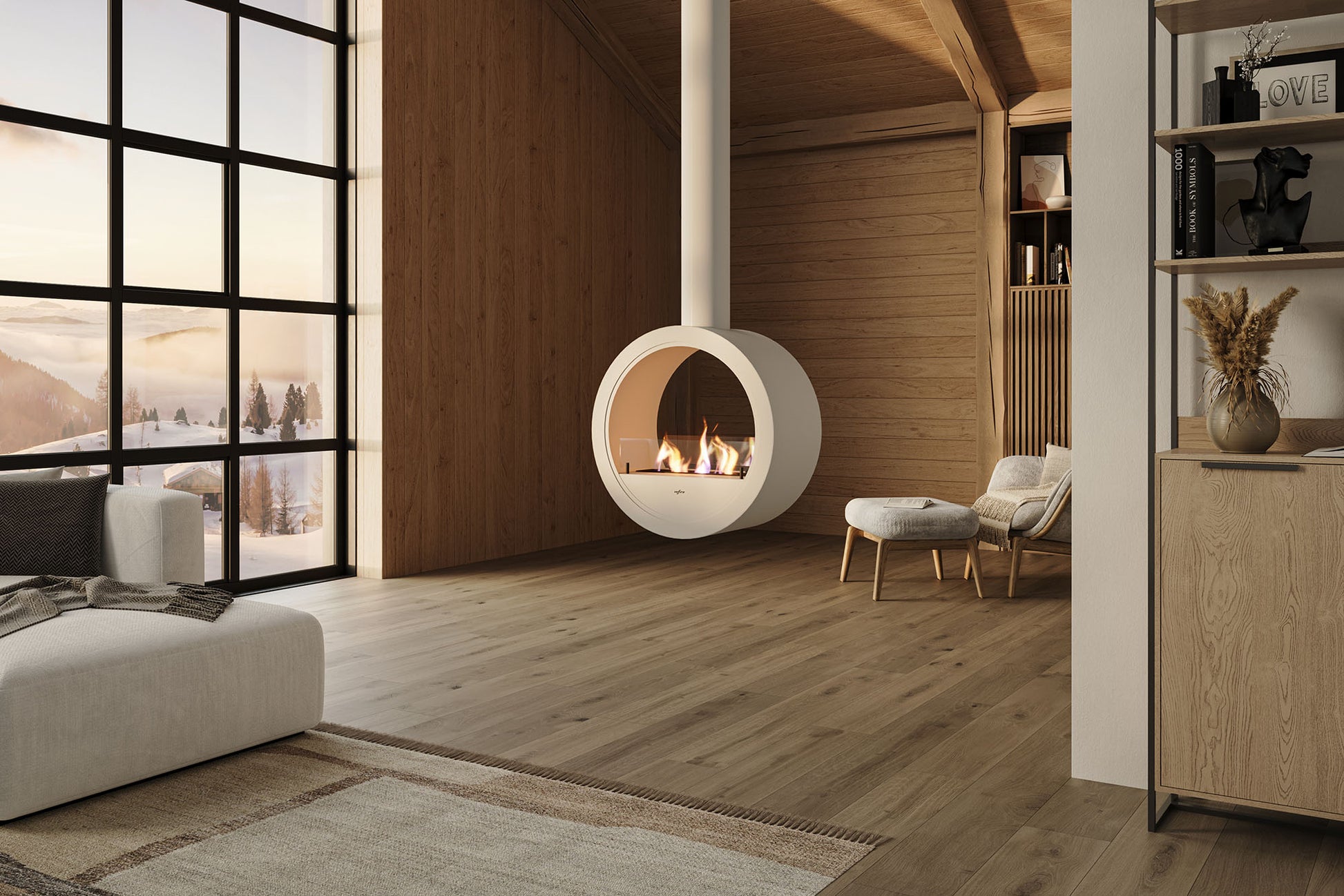 Biokamīns Incyrc 2side 218/70/35 cm balts - N1 Home