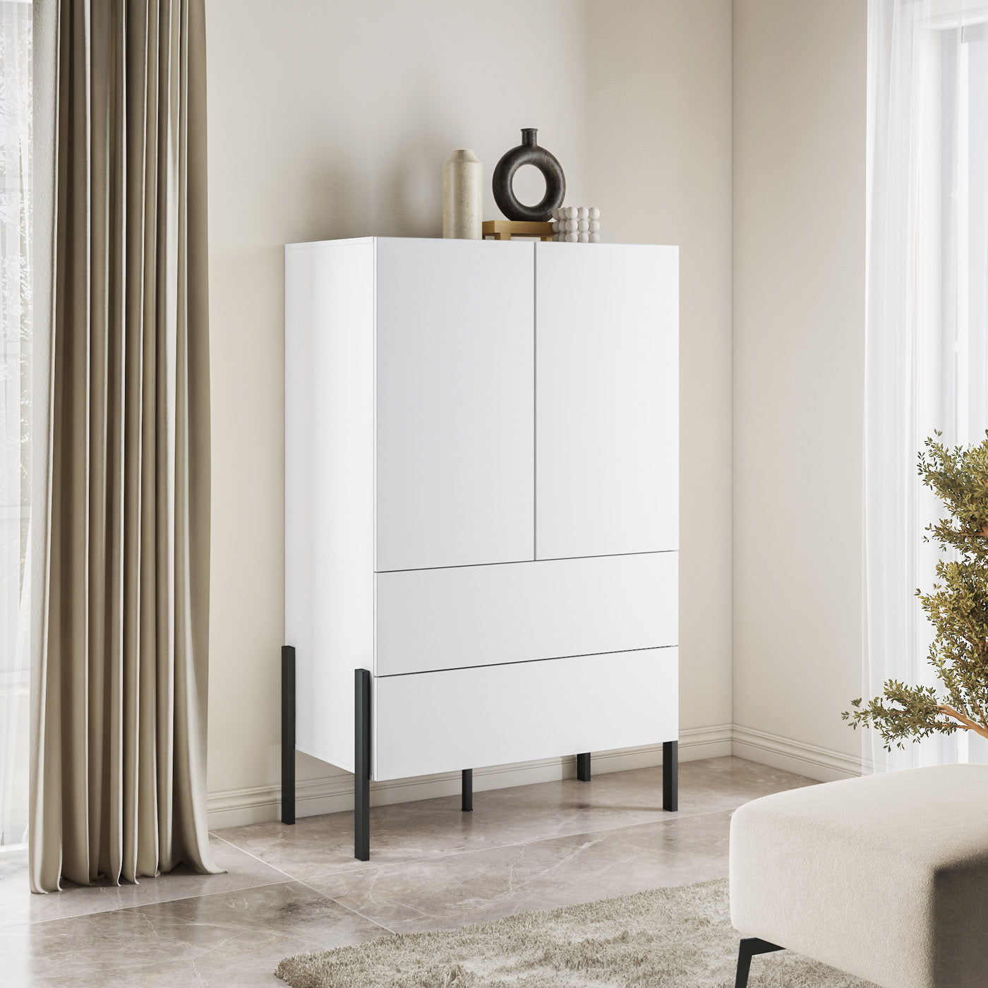 Kumode Jukka 94/150/50 cm balts - N1 Home