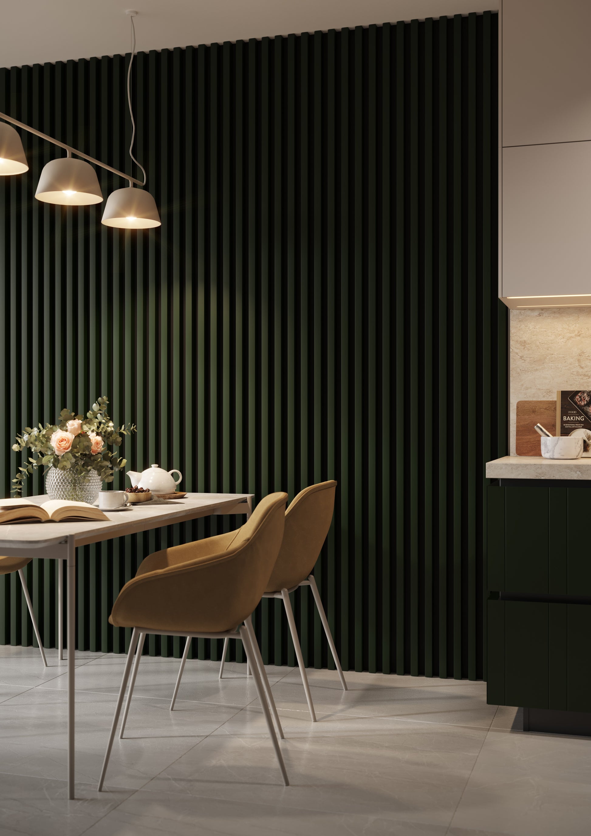 3D sienas lamele pudelu zaļš 3x4x275 cm - N1 Home