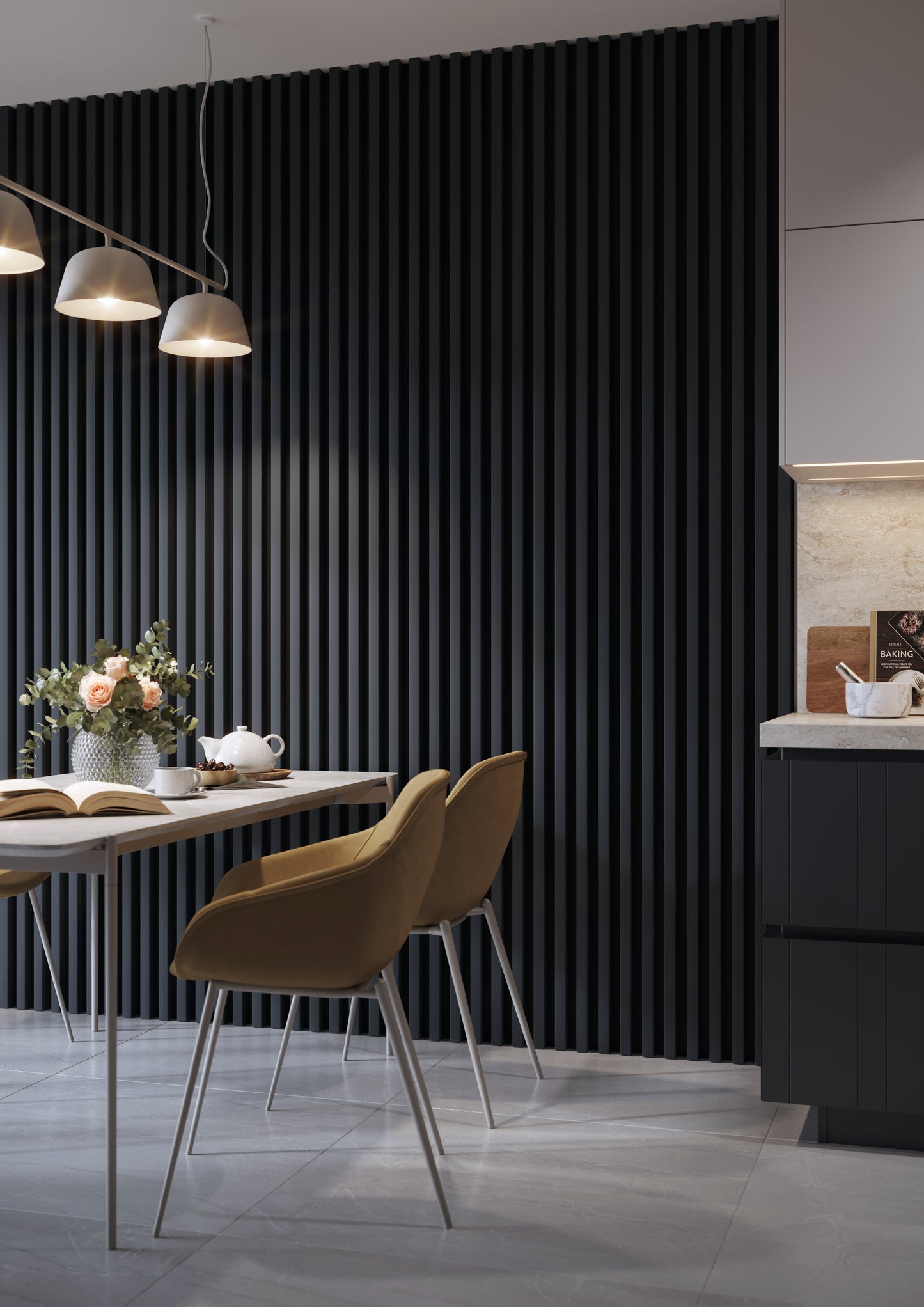 3D sienas lamele tumši zils 3x4x275 cm - N1 Home