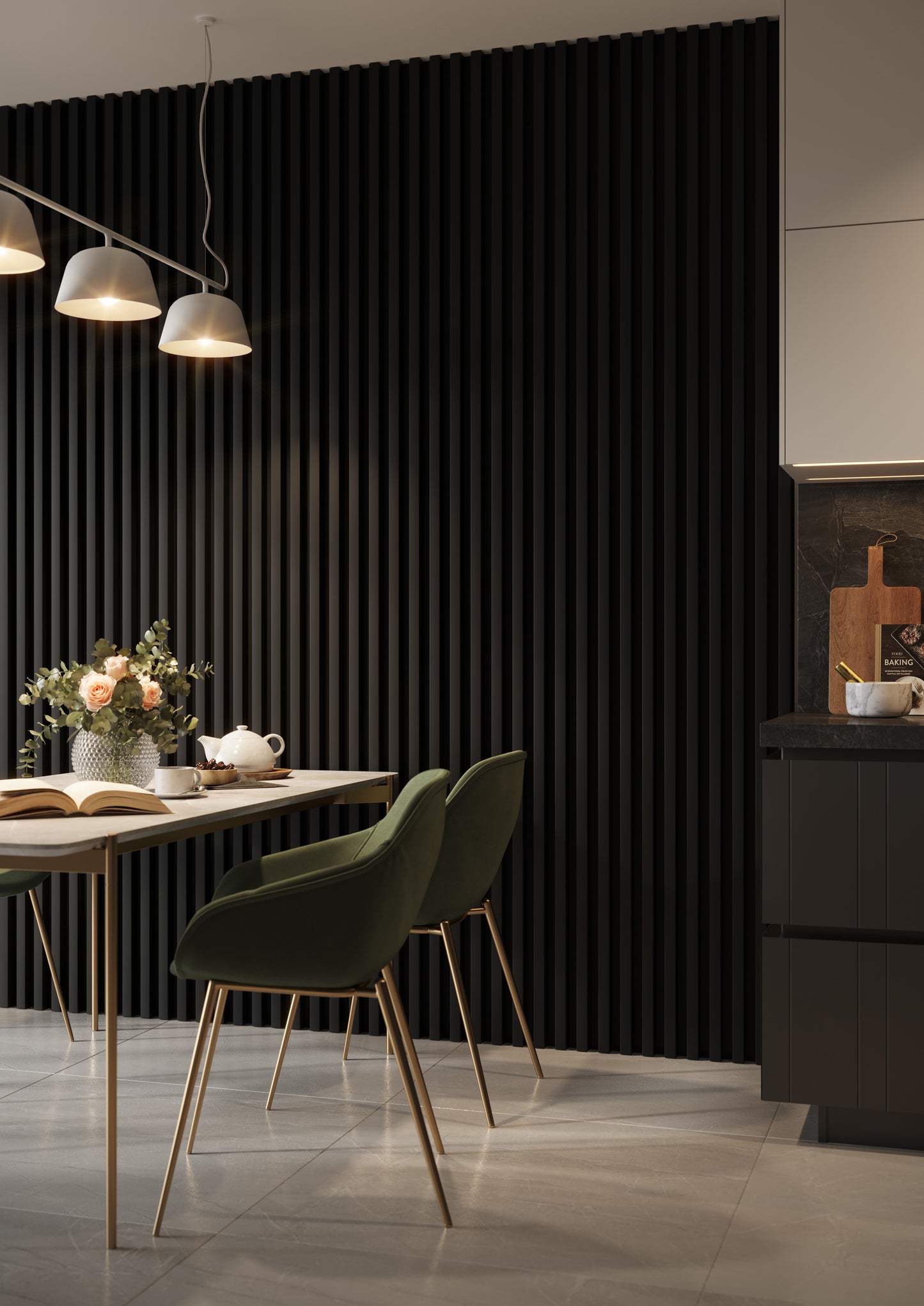 3D sienas lamele melns 3x4x275 cm - N1 Home