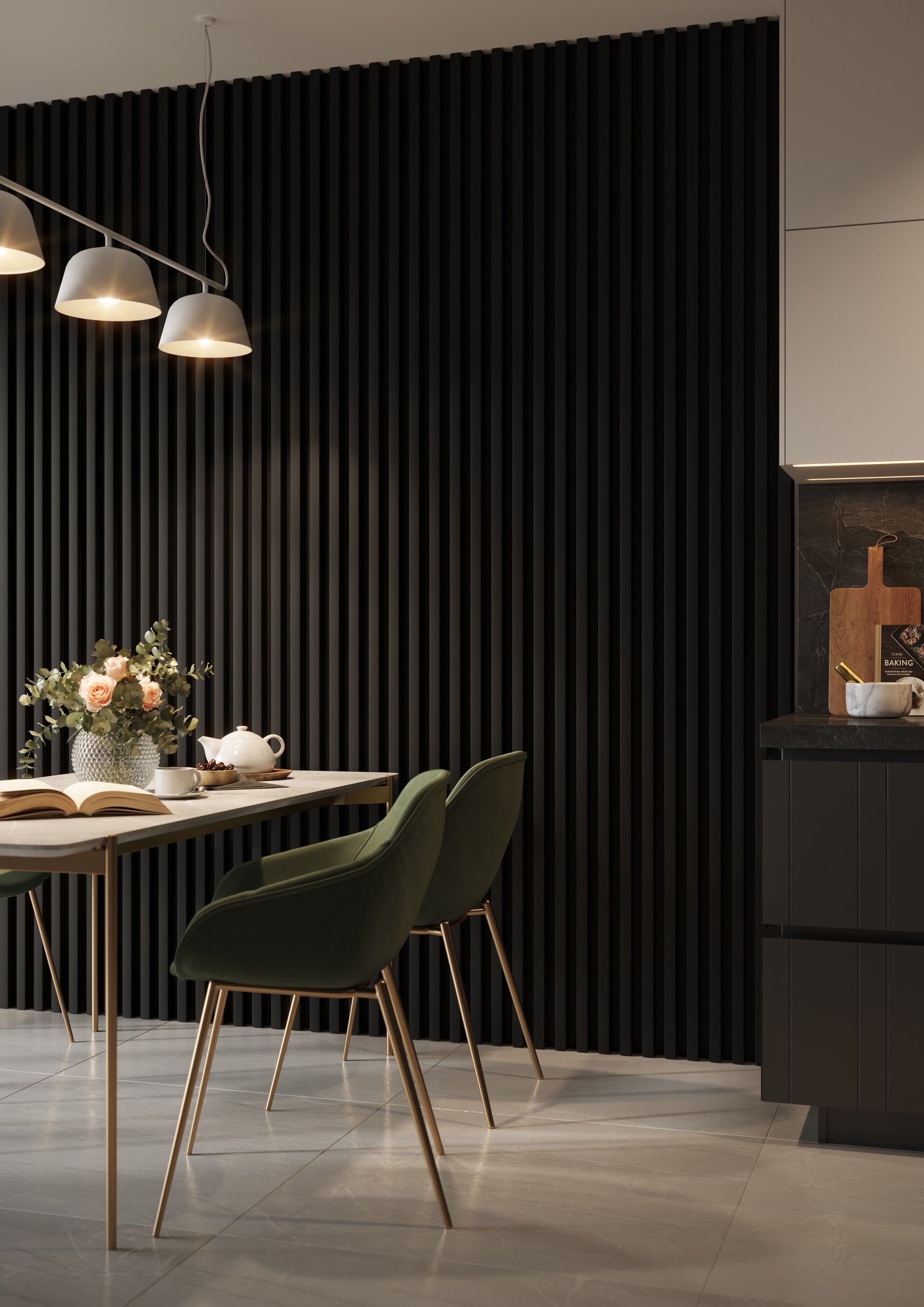 3D sienas lamele melns 3x4x275 cm - N1 Home