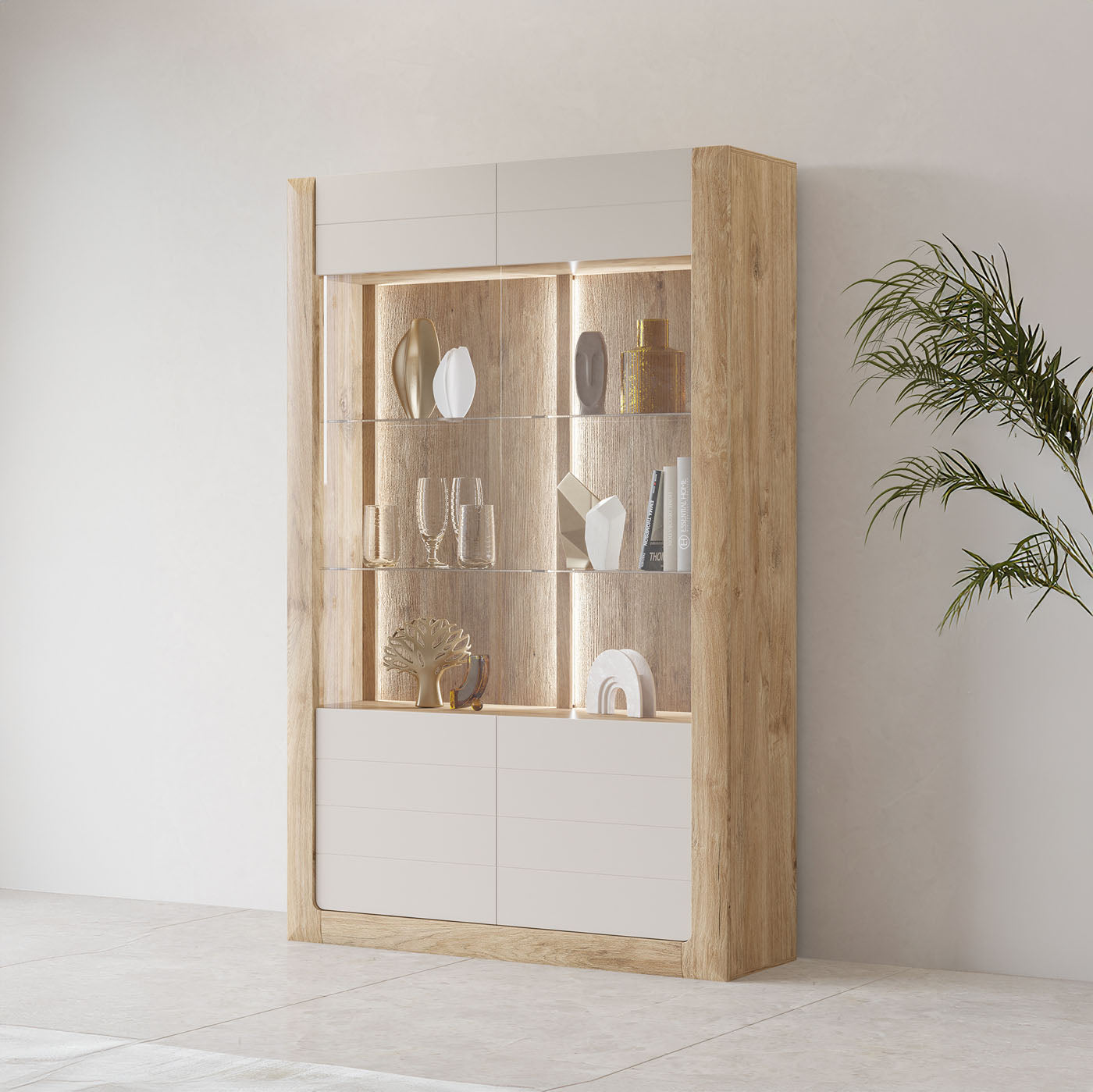 Skapis Kavasari 129/200/41 cm Hamilton ozols/kašmirs