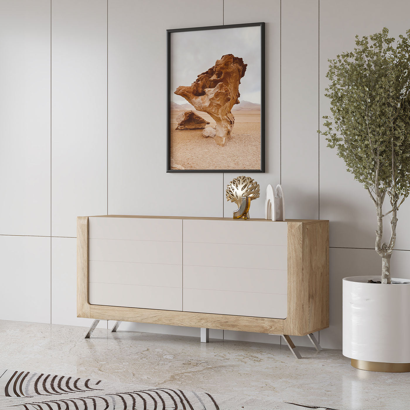 Kumode Kavasari 161/44/81 cm Hamilton ozols/kašmirs - N1 Home