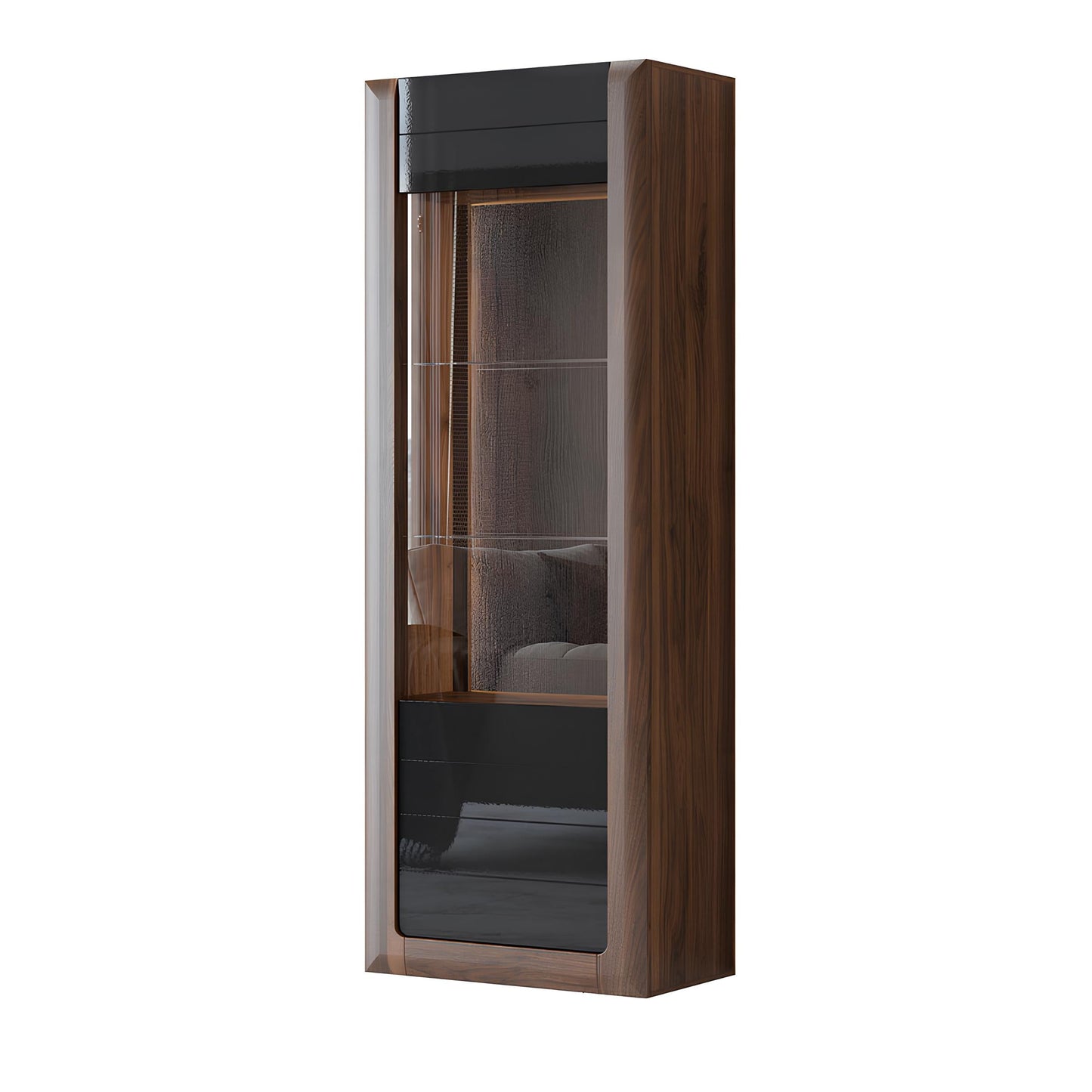 Skapis Kavasari 73/200/41 cm Kolumbijas valrieksts/melns