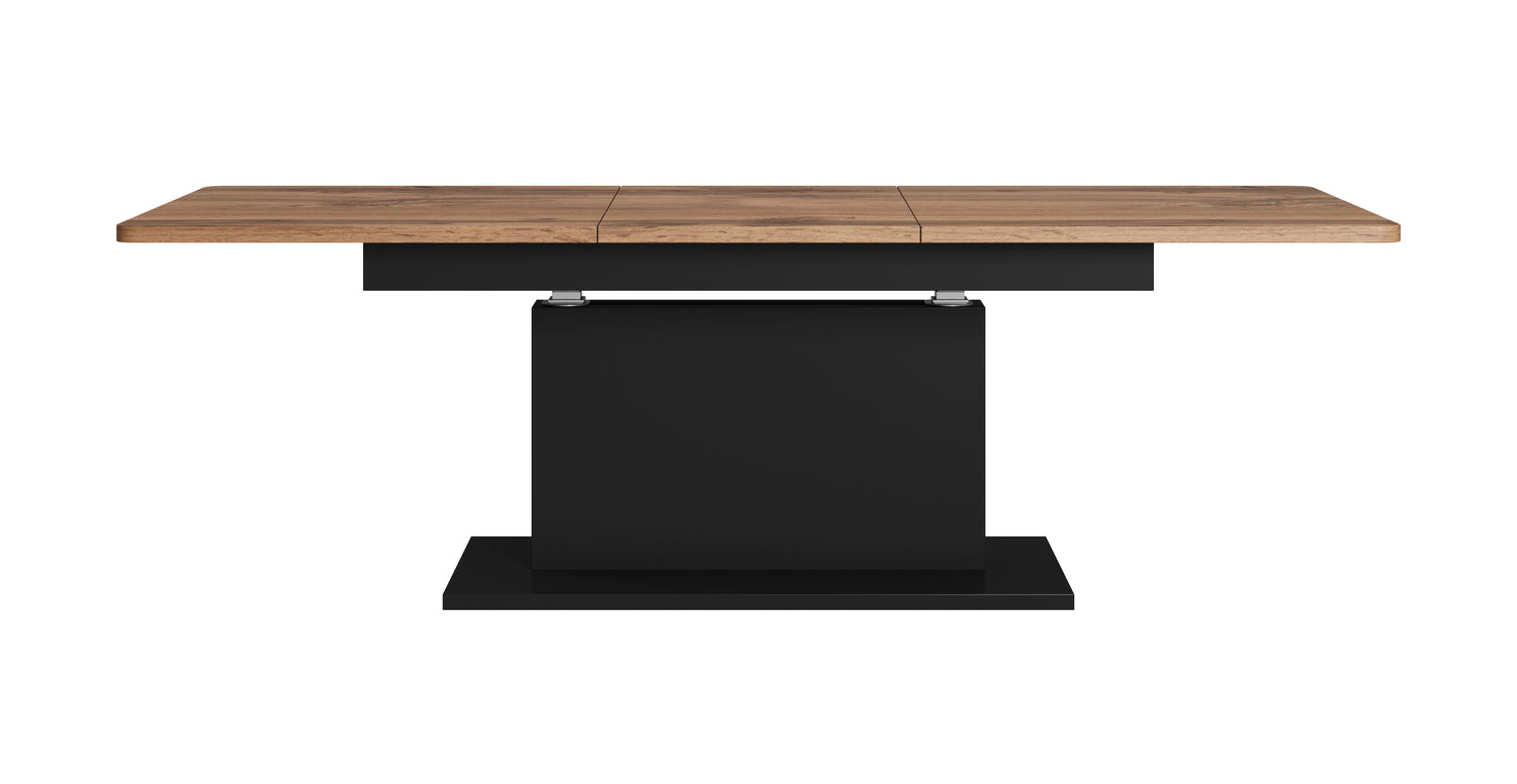 Kafijas galdiņš BS ozols/melns 126-167/70/56-74 cm