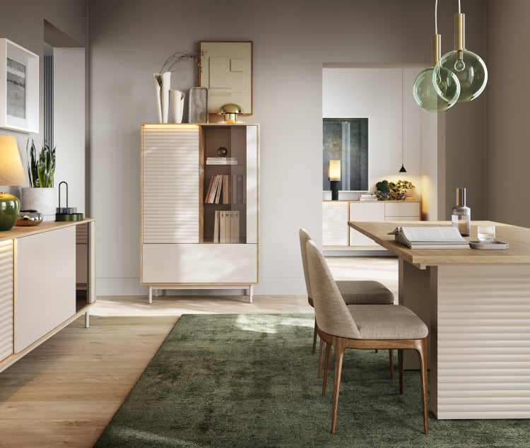 Kumode Tilipa 184/40/77 cm kašmirs/ellots ozols - N1 Home