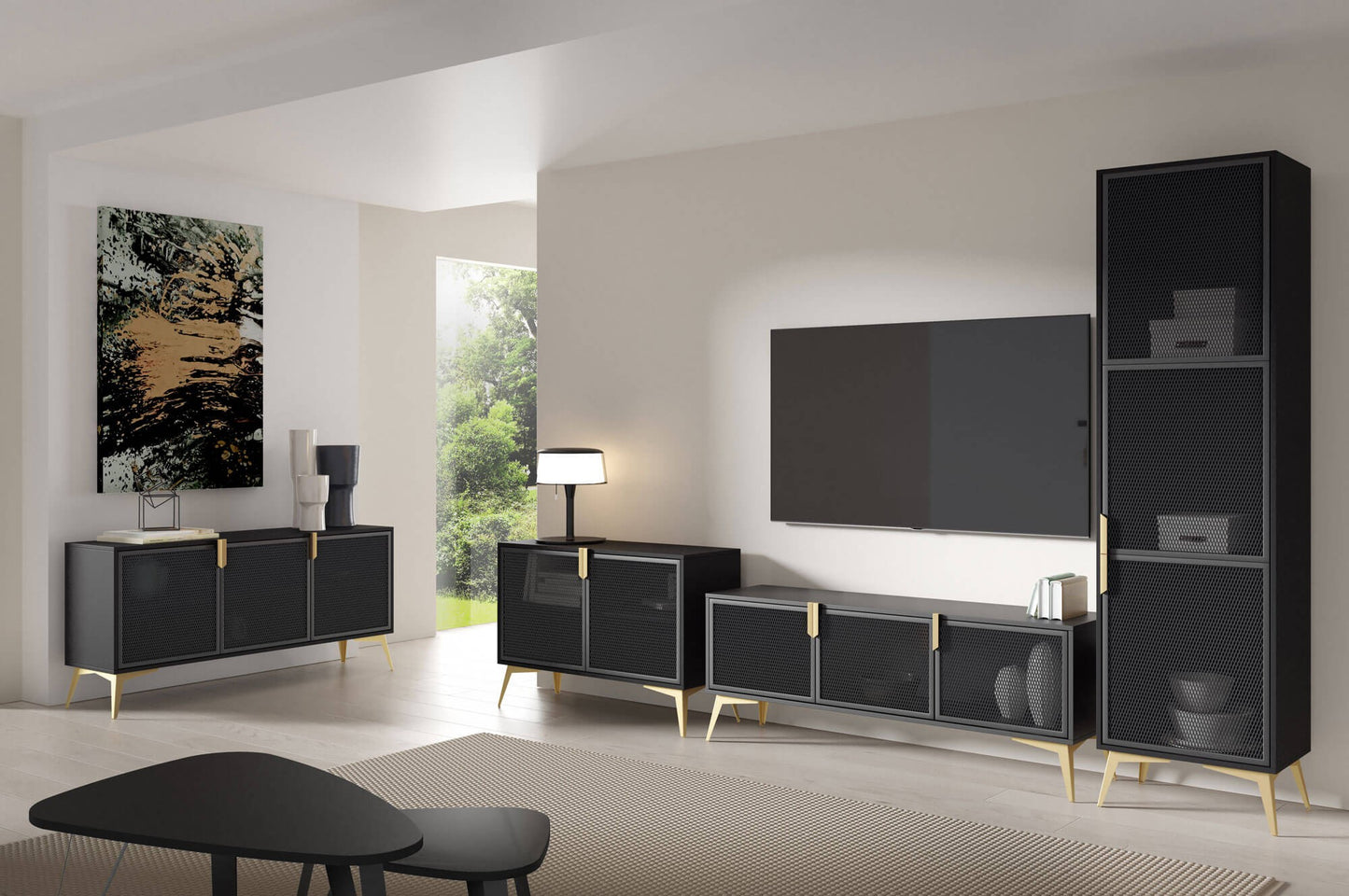 TV skapis Bravis 116/38/62 cm kašmirs/melns - N1 Home