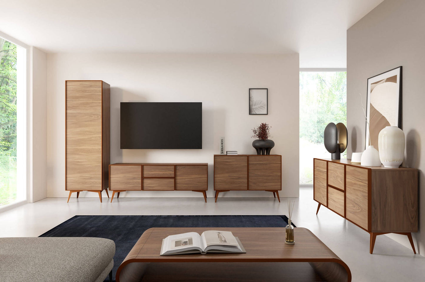 TV skapis Maveja 161/38/62 cm kašmirs/melns - N1 Home