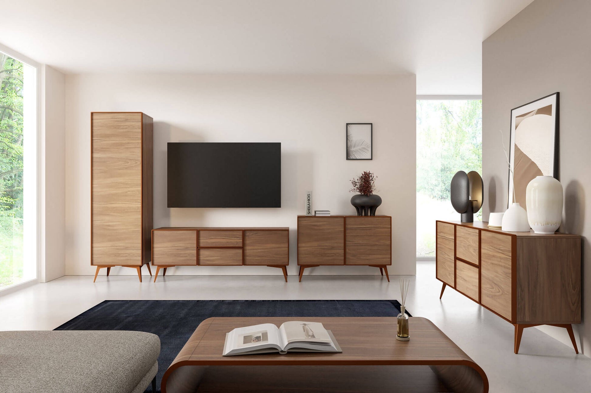 TV skapis Maveja 161/38/62 cm kašmirs/melns - N1 Home