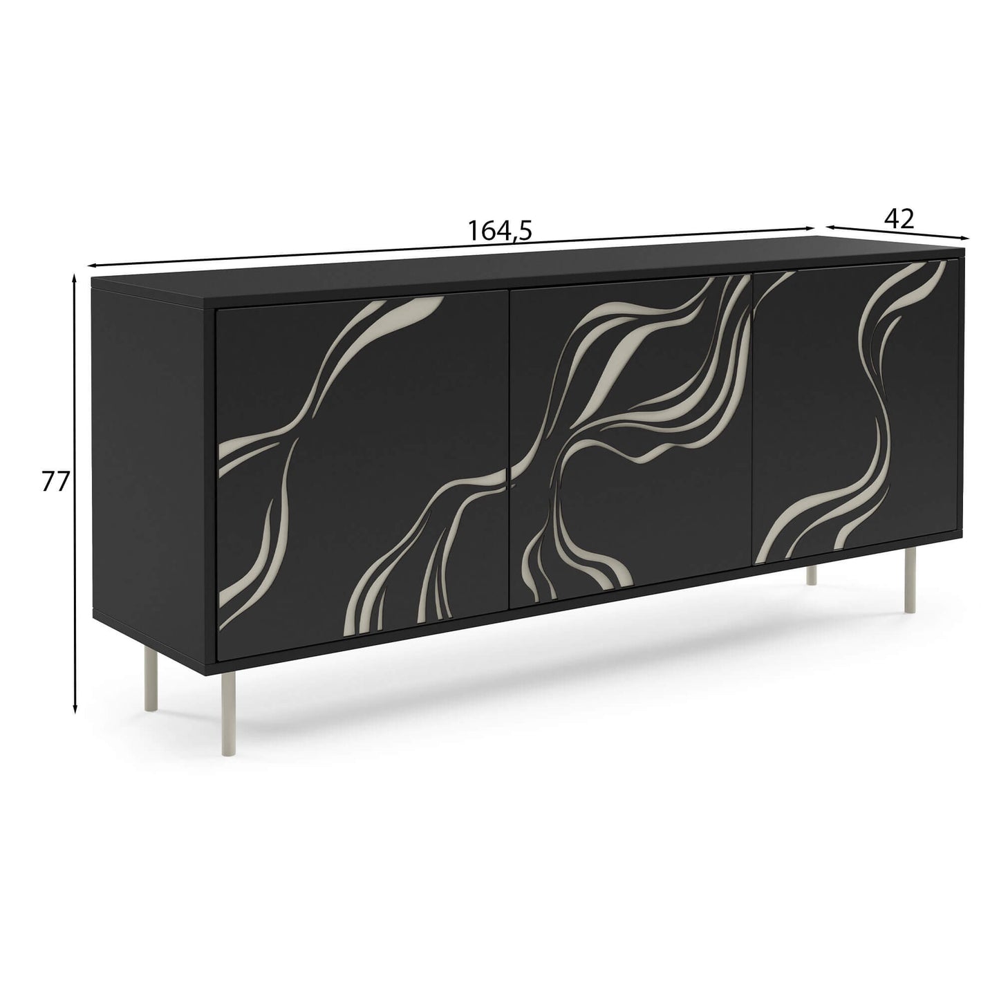 Kumode Vinto 164.5/42/77 cm melns - N1 Home