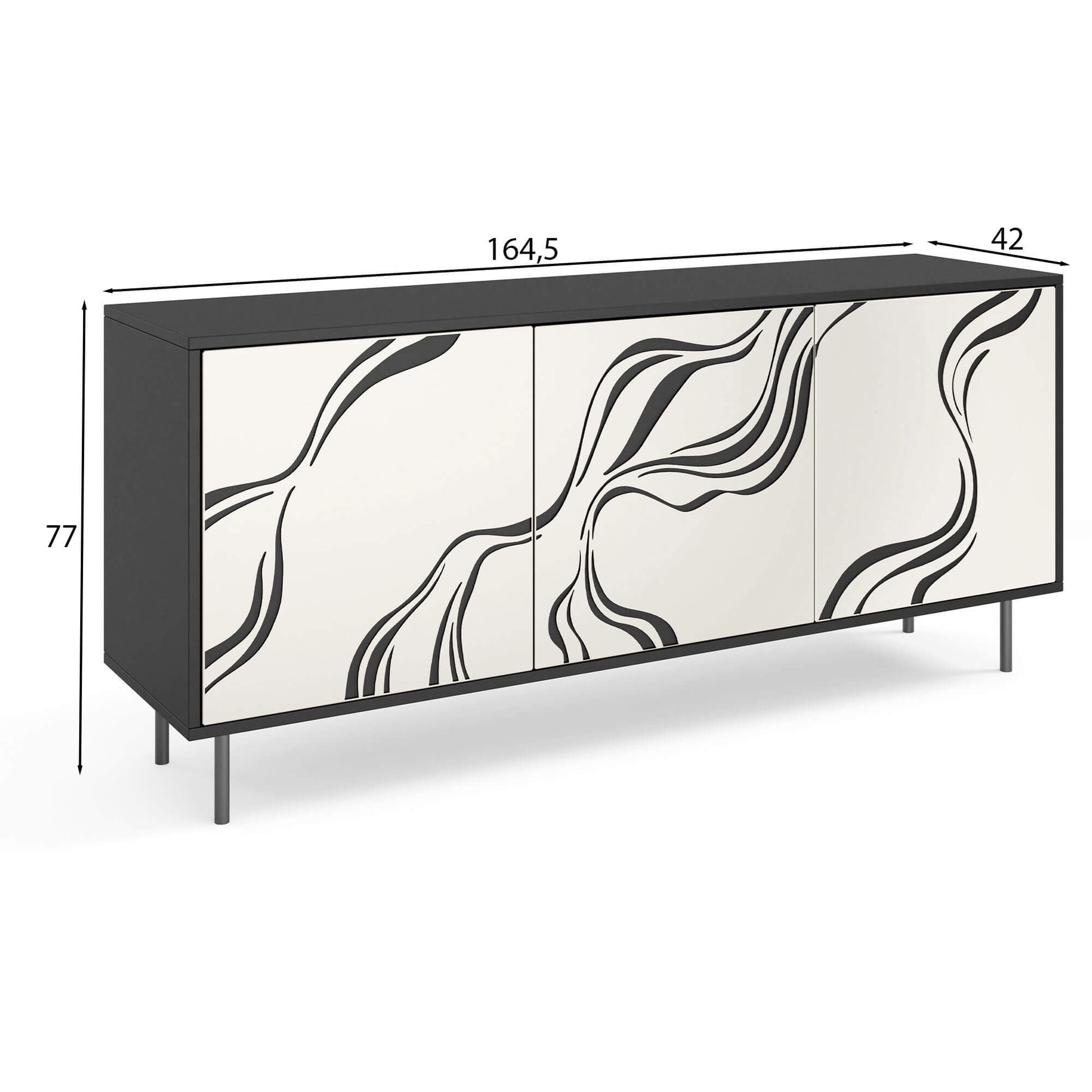 Kumode Vinto 164.5/42/77 cm melns/kašmirs - N1 Home