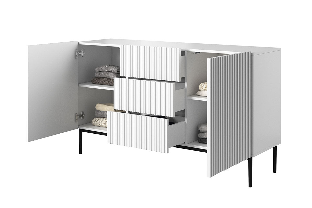 Kumode AUSTIN melnas kājas 150/85/45 balts