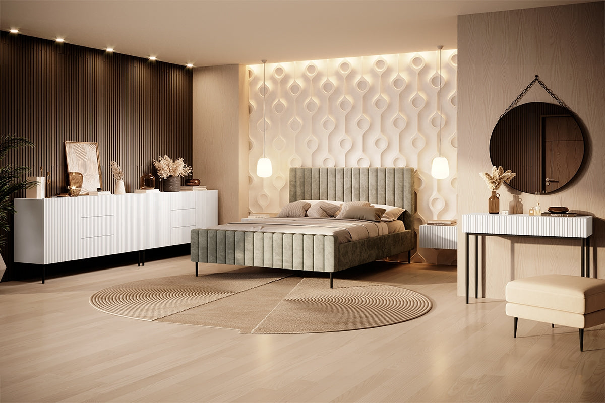 Kumode AUSTIN melnas kājas 150/85/45 balts