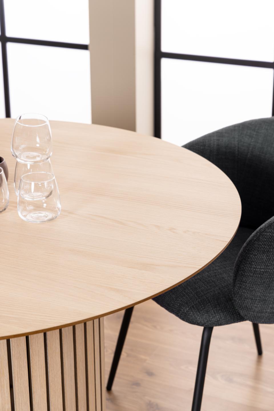 LIN apaļš pusdienu galds balti pigmentēts eļļots ozola finieris,Ø120x75 cm