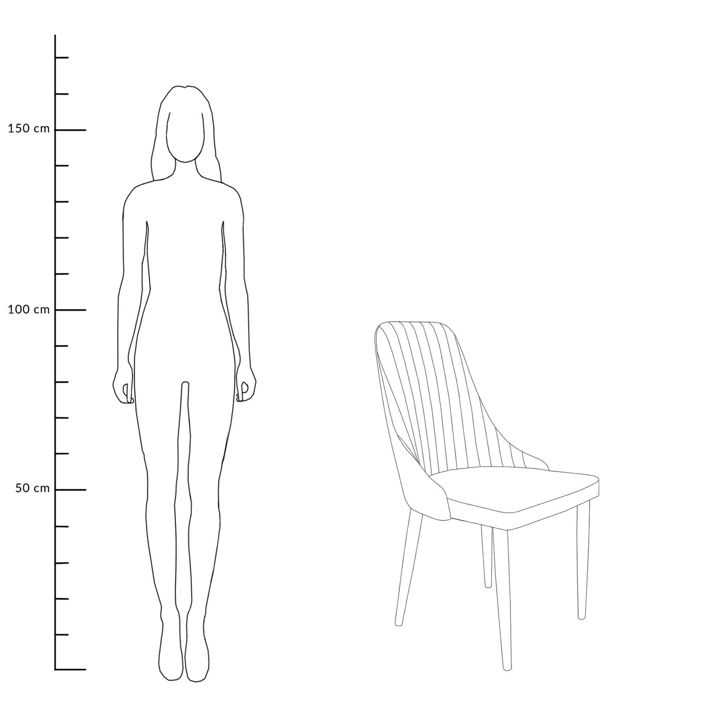 LOUIS krēsls gaiši pelēkā audumā 45x45x90 cm