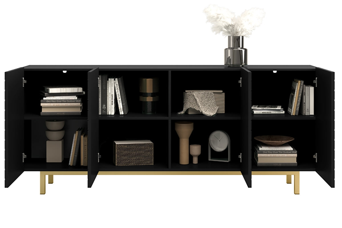 LUKKA II kumodes 190/81 /42 cm melns/zelts