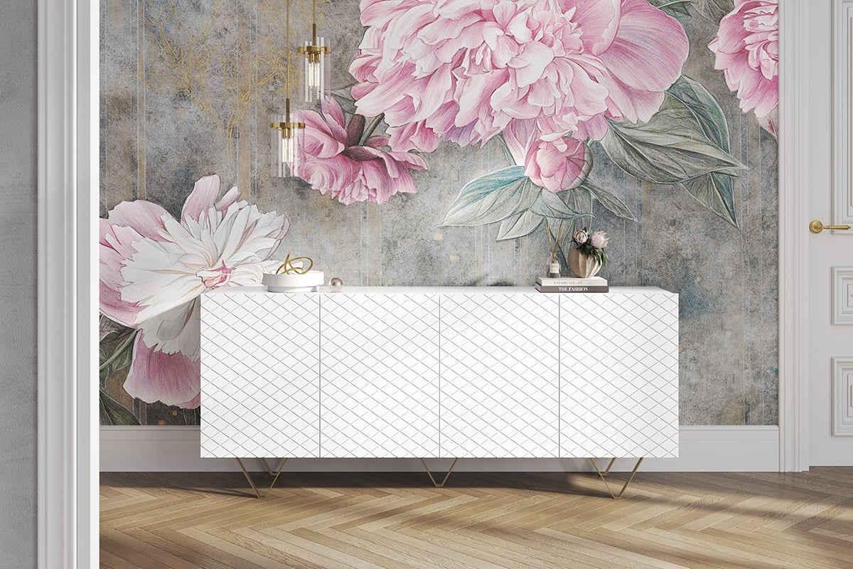 LUKKA kumodes 190/83/42 cm balts/zelts