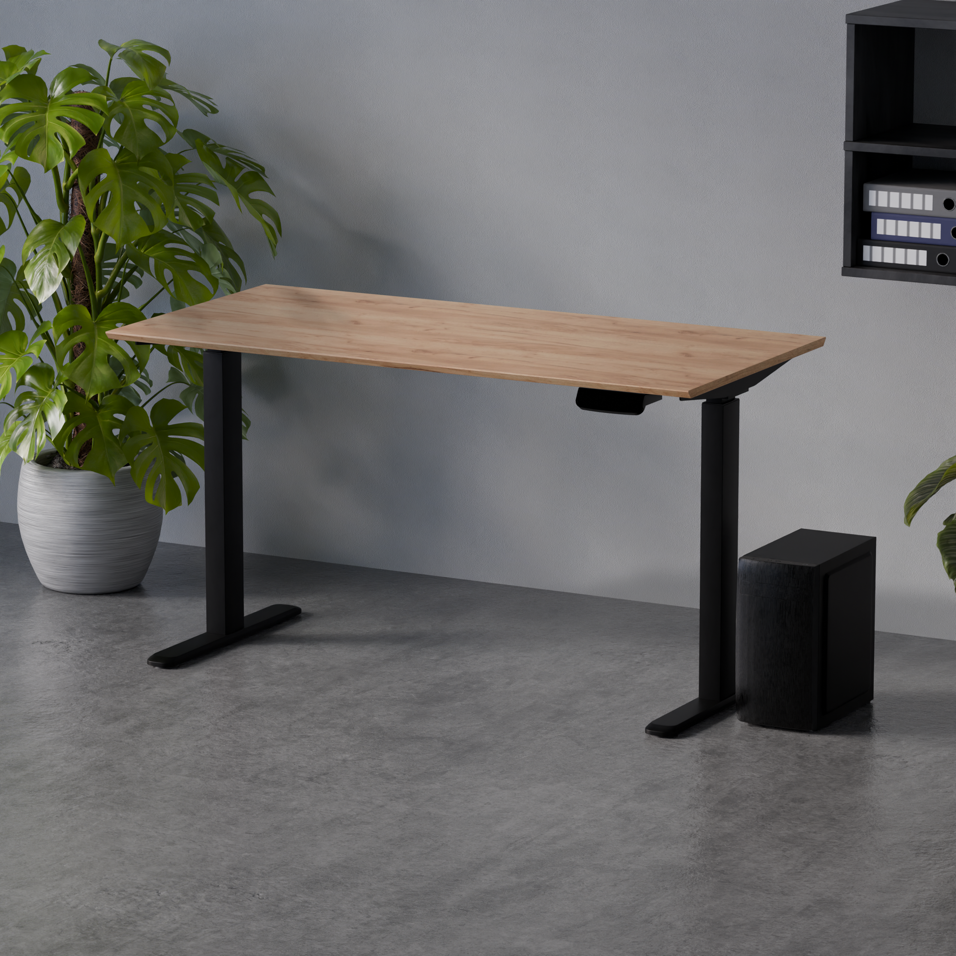 Biroja galds Conti Pro 60/140 cm melns/Kraft ozols - N1 Home