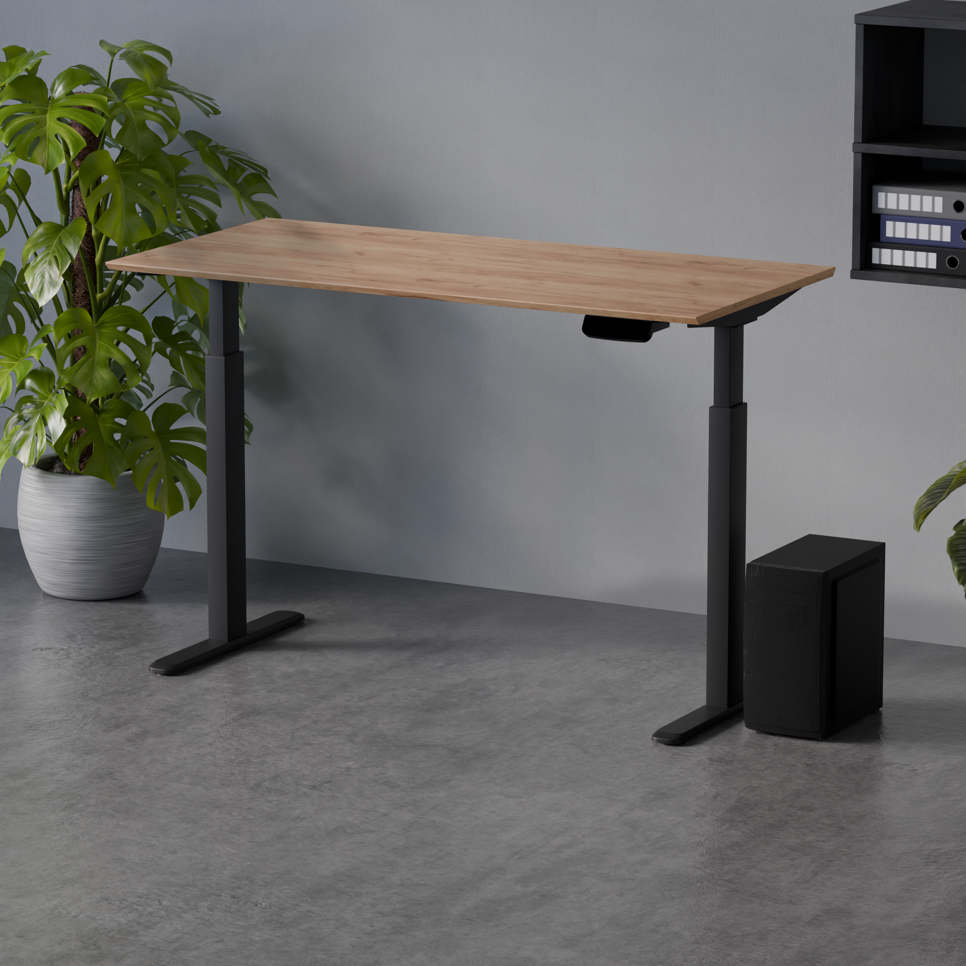 Biroja galds Conti Pro 60/140 cm melns/Kraft ozols - N1 Home