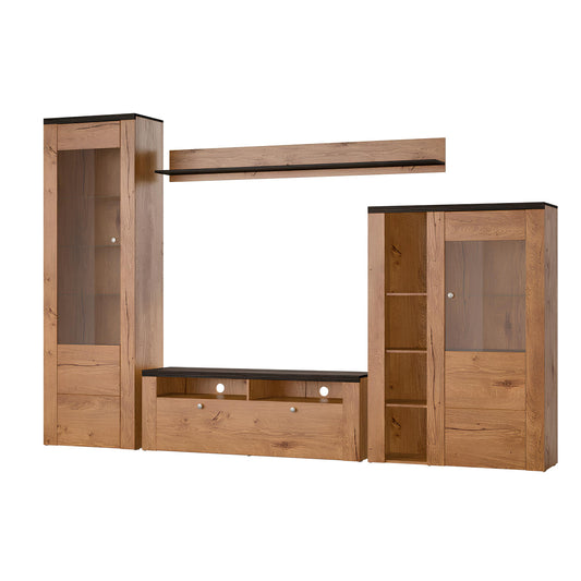 Sienas bloks Laroš 240+/206/37 cm Lefkas ozols/pieskāriena koks - N1 Home