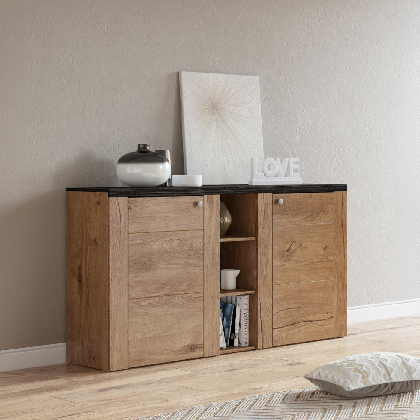 Kumode Laroš 155/85/37 cm Rivjēras gaišais ozols - N1 Home