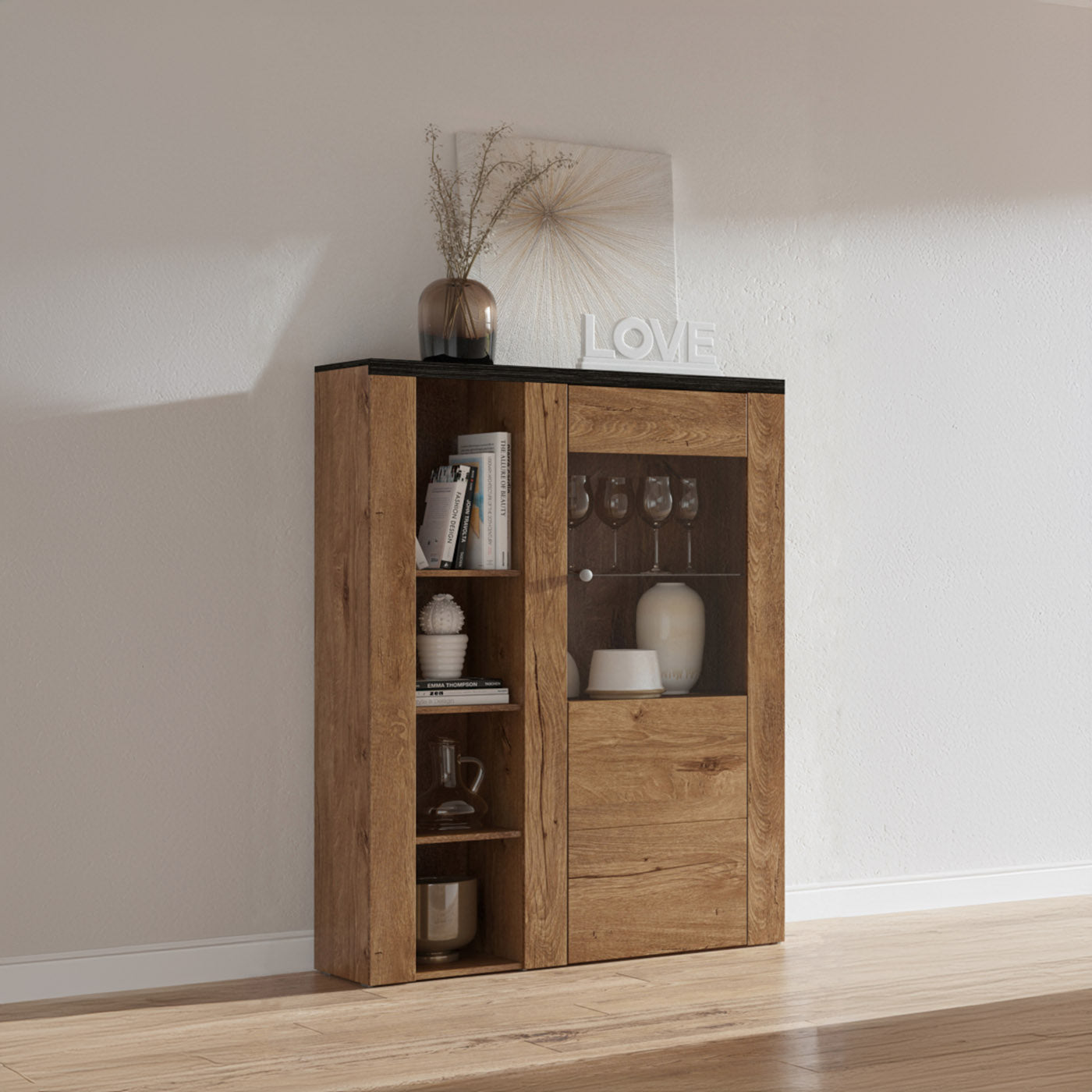 Skapis Laroš 100/37/145 cm sonoma trifele/Sibiu lapegle