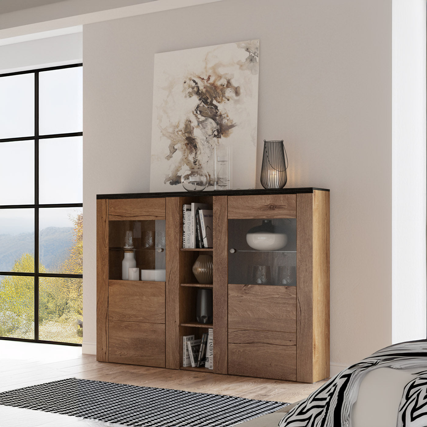 Kumode Laroš 155/130/37 cm Rivjēras gaišais ozols - N1 Home