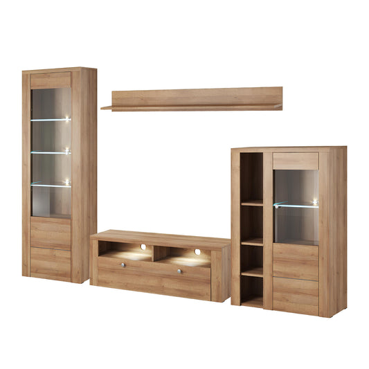 Sienas bloks Laroš 240+/206/37 cm Rivjēras gaišais ozols - N1 Home