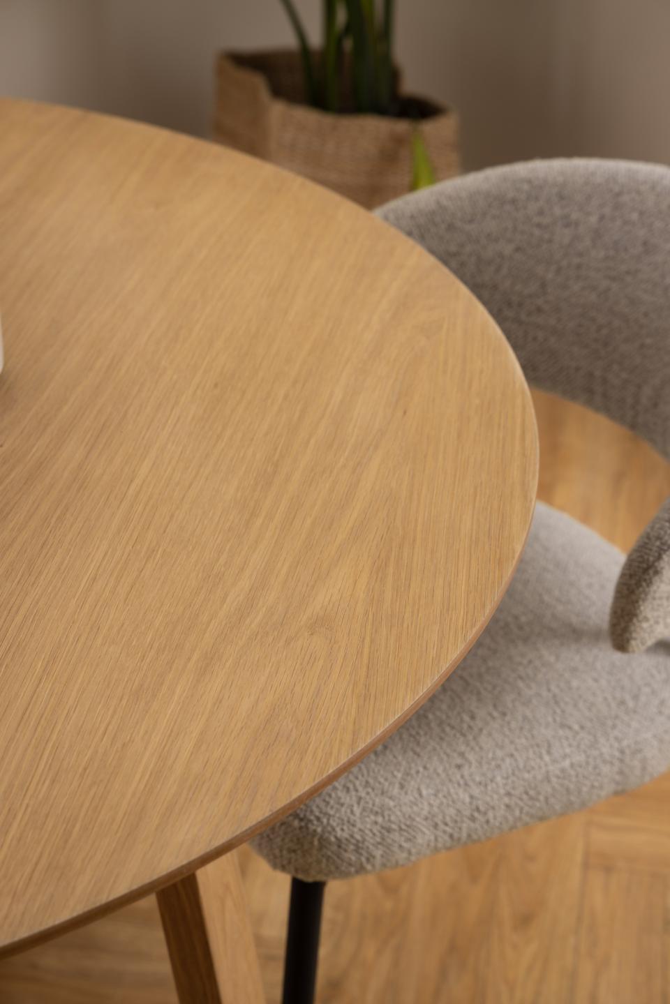 MALI apaļš pusdienu galds, un pamatne ozolkoka eļļots finieris, Ø120x75 cm