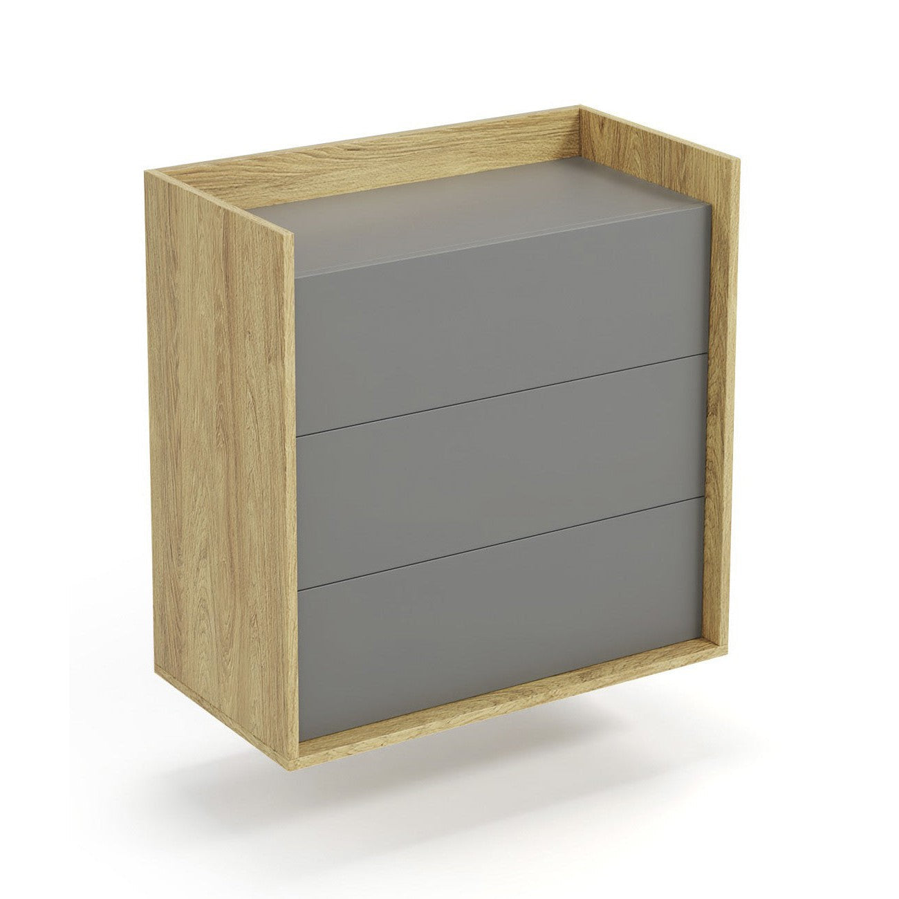 MIAMI kumode dabīgs hikorijs, priekšes - putekļi pelēks 78/41/83 cm