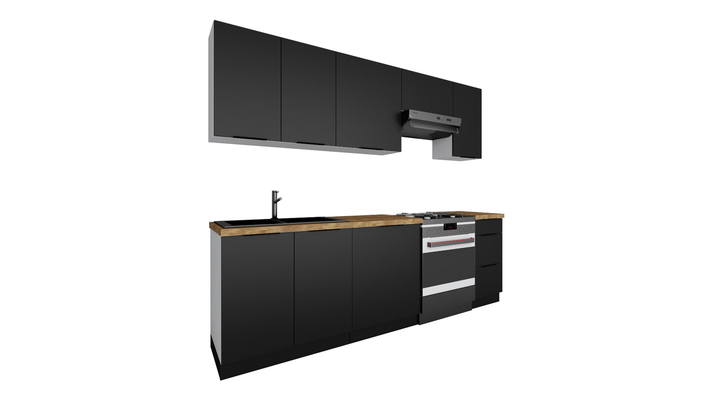 Virtuve ALDO 240 cm melns - N1 Home