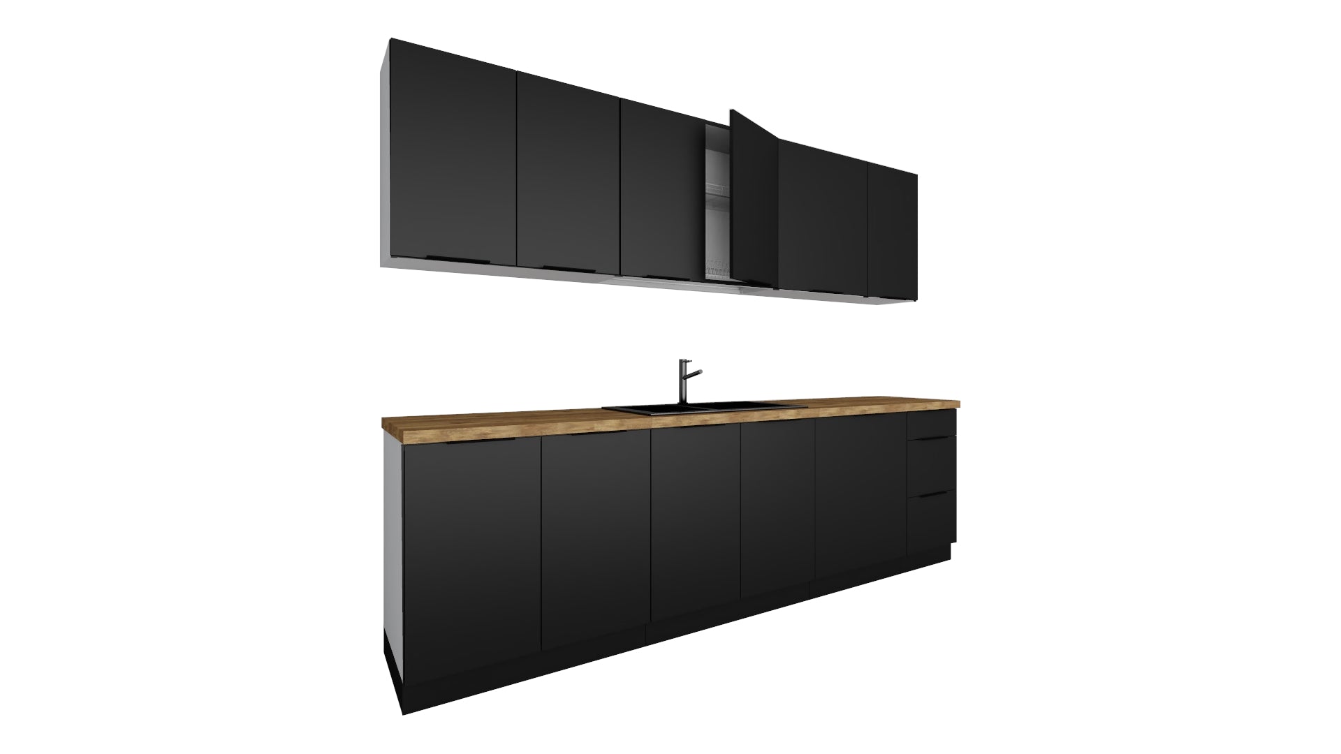 Virtuve ALDO 260 cm melns - N1 Home