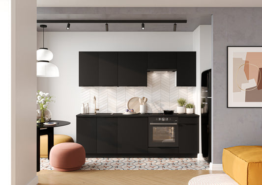 Virtuve ALDO 240 cm melns - N1 Home