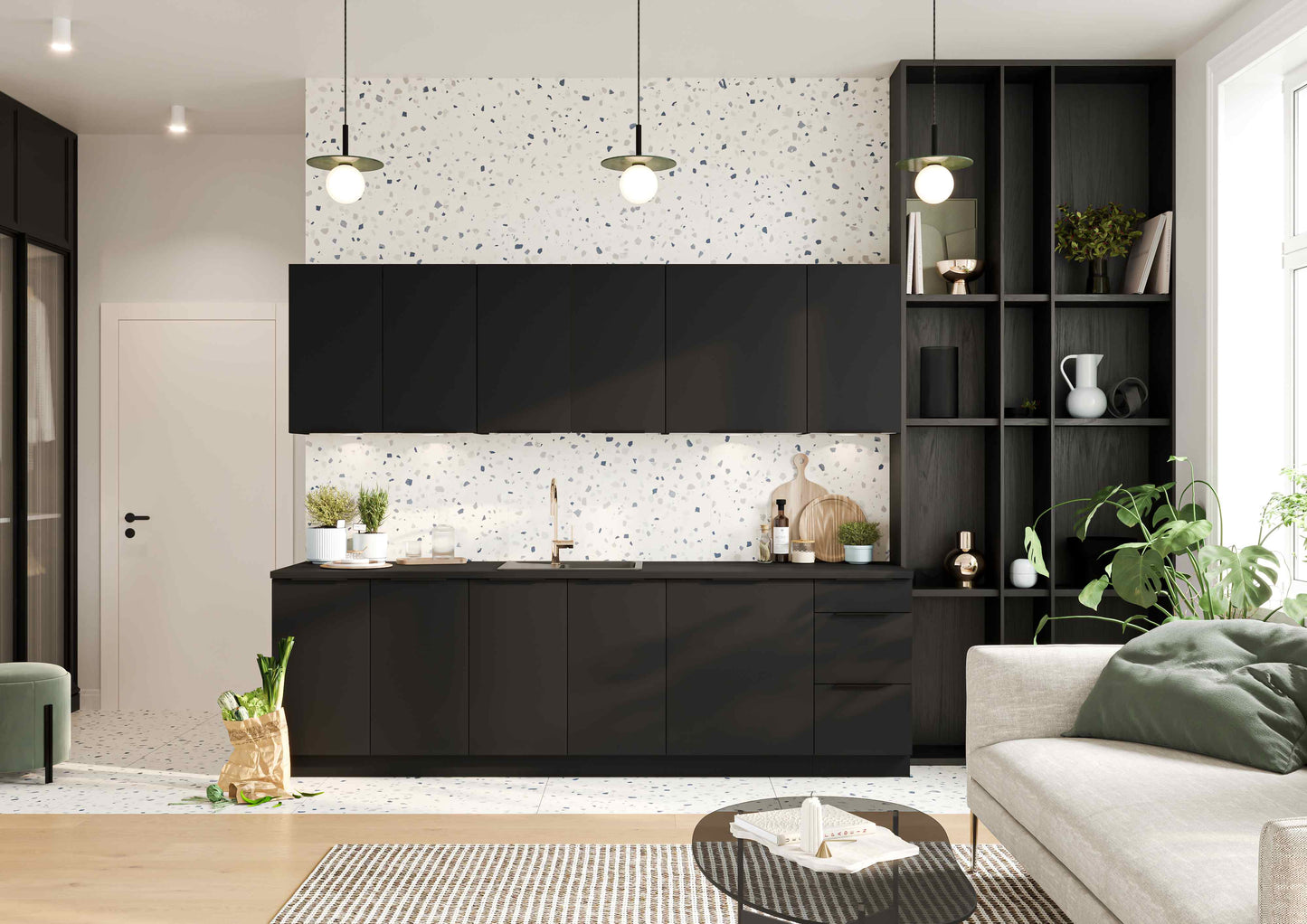 Virtuve ALDO 260 cm melns - N1 Home