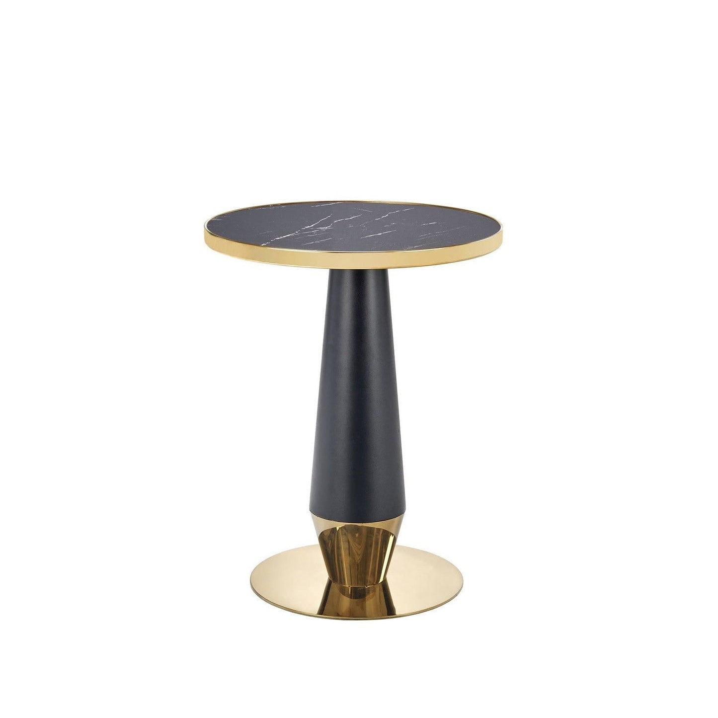 ML apaļais galds, melns marmbras / melns / zelts