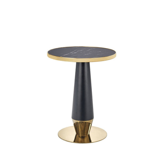 ML apaļais galds, melns marmbras / melns / zelts